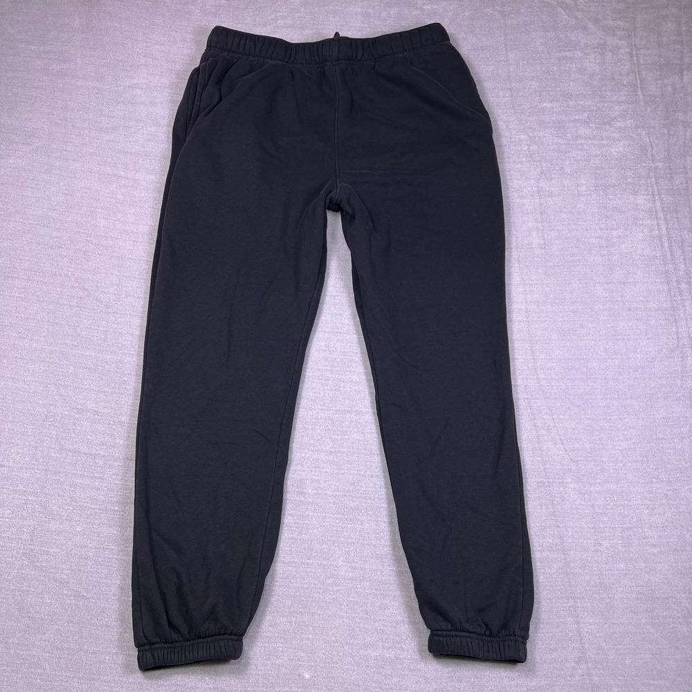 Vively Jogger Fleece Drawstring High‎ Rise Sweatpants Mens L Black Cotton Blend